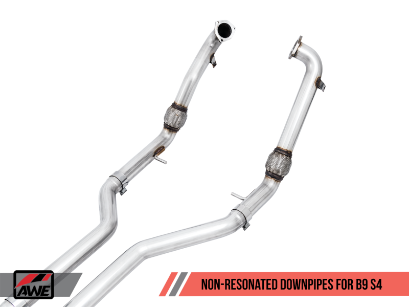 AWE Tuning Audi B9 S4 Track Edition Exhaust - Non-Resonated (Black 102mm Tips) - awdtuningtx