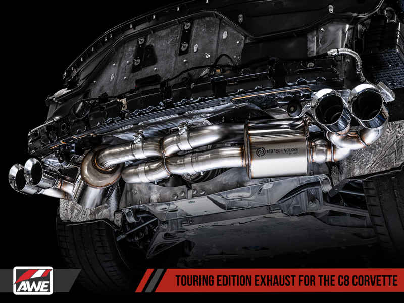 AWE Tuning 2020 Chevrolet Corvette (C8) Touring Edition Exhaust - Quad Chrome Silver Tips - awdtuningtx