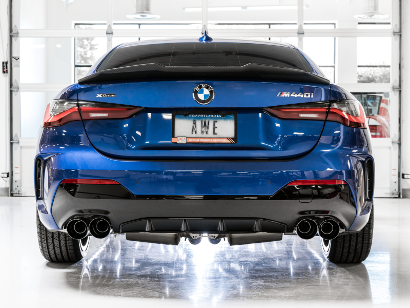 AWE Tuning 2019+ BMW M340i (G20) Resonated Touring Edition Exhaust - Quad Diamond Black Tips - awdtuningtx