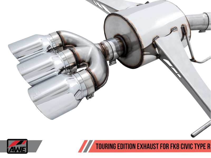 AWE Tuning 2017+ Honda Civic Type R Touring Edition Exhaust w/Front & Mid Pipes - Chrome Silver Tips - awdtuningtx