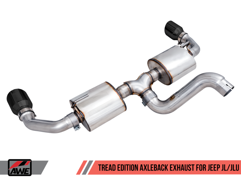 AWE Tuning 2018+ Jeep Wrangler JL/JLU Tread Edition Axle-Back Dual Exhaust - Diamond Black Tips - awdtuningtx
