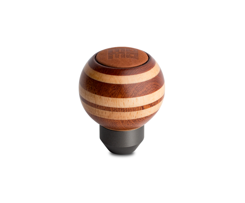 Momo Targa Heritage Shift Knob - Round Wood, Layered Mahogany and Beechwood, Leather Insert Top - awdtuningtx