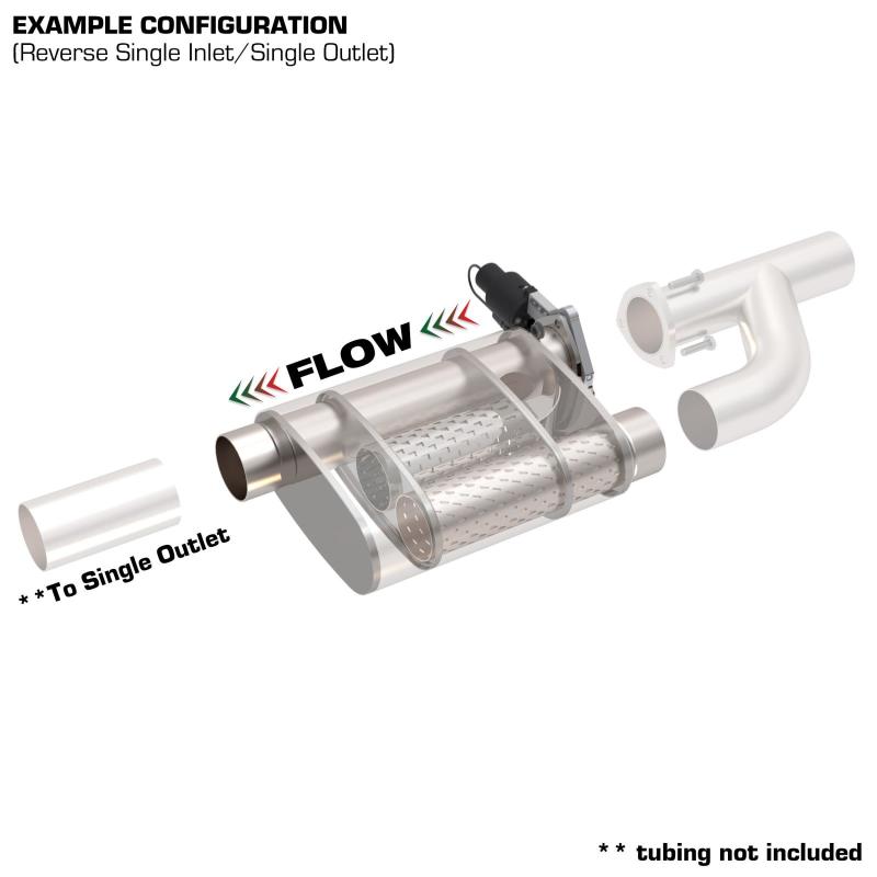 QTP 3in Weld-On 304SS Reverse Screamer Muffler w/Bolt-On QTEC Electric Cutout - awdtuningtx