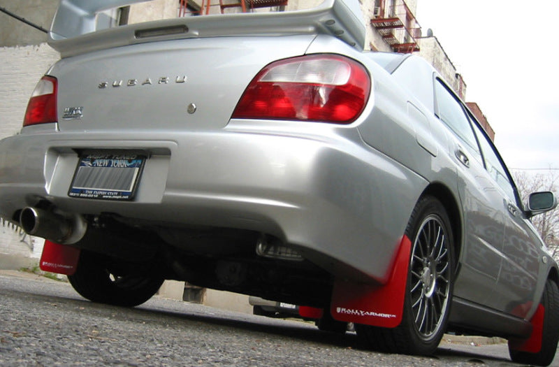 Rally Armor 02-07 Subaru WRX/STI/RS/2.5i (Wagons Req. Mod.) Red UR Mud Flap w/ White Logo - awdtuningtx
