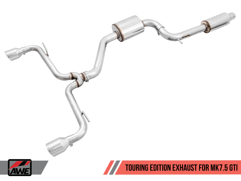 AWE Tuning Volkswagen GTI MK7.5 2.0T Touring Edition Exhaust w/Chrome Silver Tips 102mm - awdtuningtx