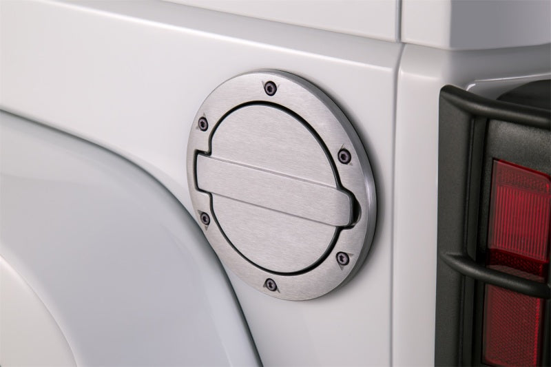 AMP Research 2007-2017 Jeep Wrangler JK 2/4 Door Fuel Door - Brushed - awdtuningtx