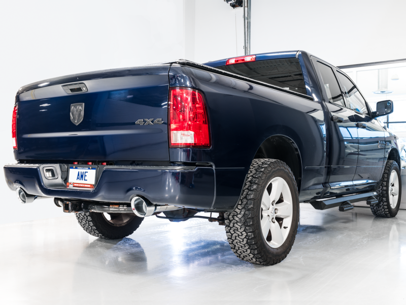 AWE Tuning 09-18 RAM 1500 5.7L (w/Cutouts) 0FG Dual Rear Exit Cat-Back Exhaust - Diamond Black Tips - awdtuningtx