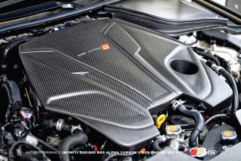 AMS Performance Infiniti 17+ Q60 / 16+ Q50 3.0TT Alpha Matte Carbon Engine Cover - awdtuningtx