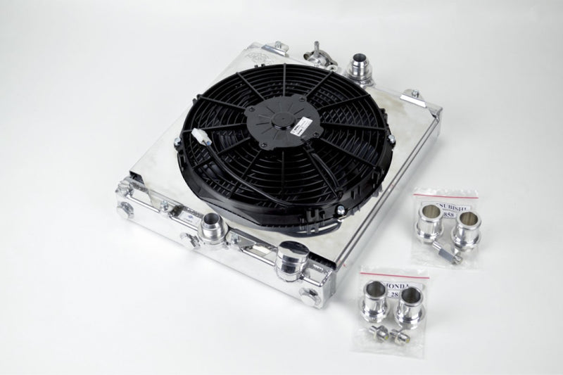 CSF Universal Half Radiator w/-16AN & Slip-On Fittings/12in SPAL Fan & Shroud - awdtuningtx