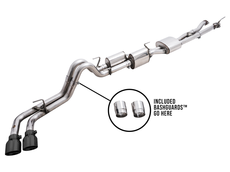 AWE 16-22 Toyota Tacoma 0FG Catback Exhaust w/ BashGuard - Dual Diamond Black Tips - awdtuningtx