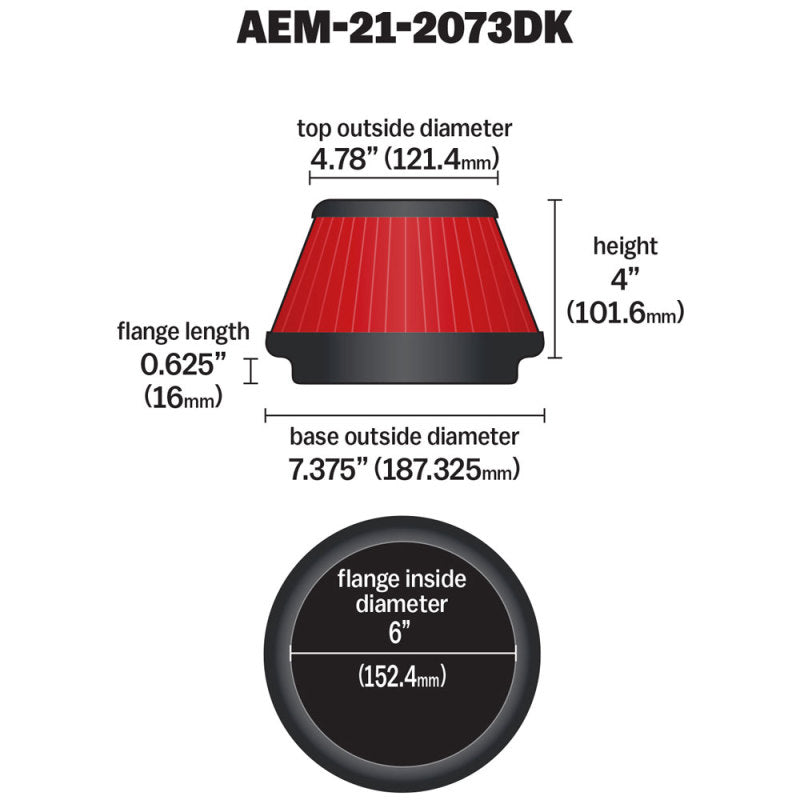 AEM 5 inch x 5 inch DryFlow Air Filter - awdtuningtx