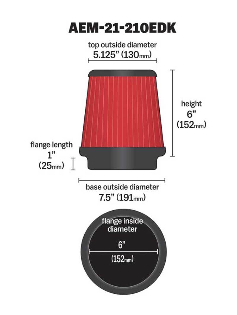 AEM Dryflow 6in. X 6in. Round Tapered Air Filter - awdtuningtx