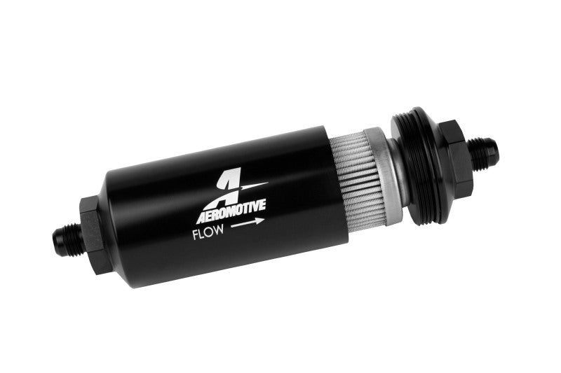 Aeromotive In-Line Filter - (AN-6 Male) 40 Micron Stainless Mesh Element Bright Dip Black Finish - awdtuningtx