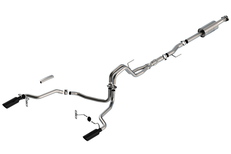 Borla F-150 2021 5.0L 4dr CC SB EC STB Lariat/KR/Platinm/LTD 3/2.25 SRE Cat-Back ATAK Black CHR Tips - awdtuningtx