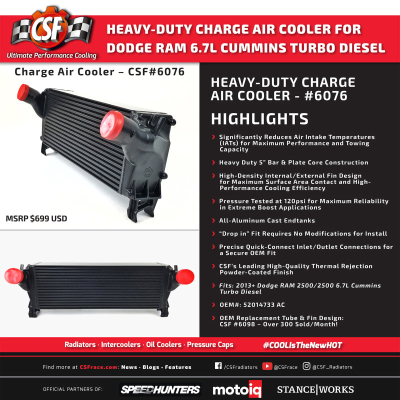 CSF 13-18 Ram 2500 6.7L OEM Intercooler - awdtuningtx