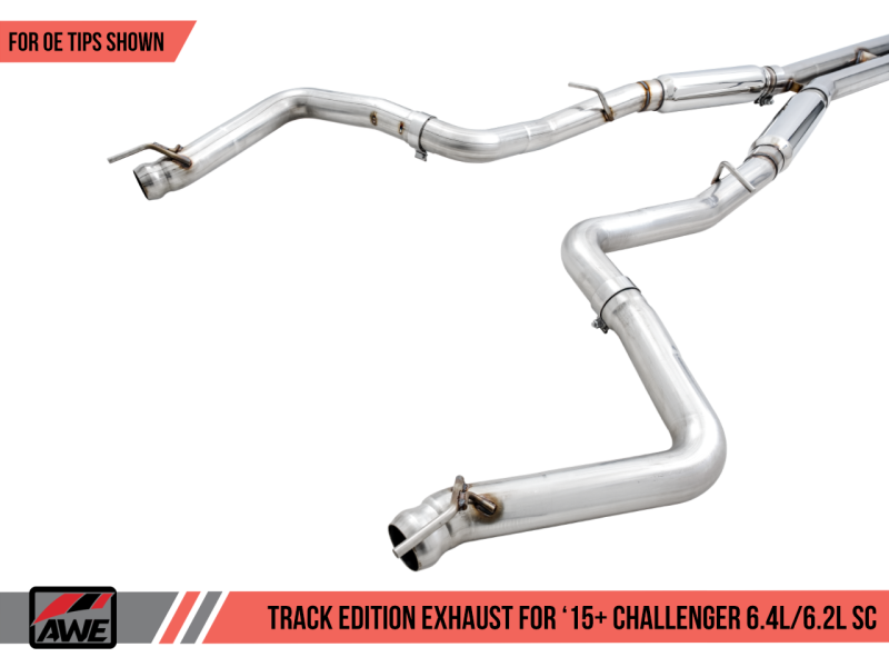 AWE Tuning 2015+ Dodge Challenger 6.4L/6.2L Supercharged Track Edition Exhaust - Use Stock Tips - awdtuningtx