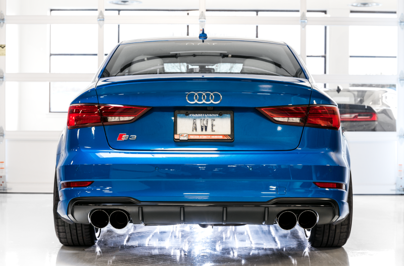 AWE Tuning Audi 8V S3 Track Edition Exhaust w/Chrome Silver Tips 102mm - awdtuningtx