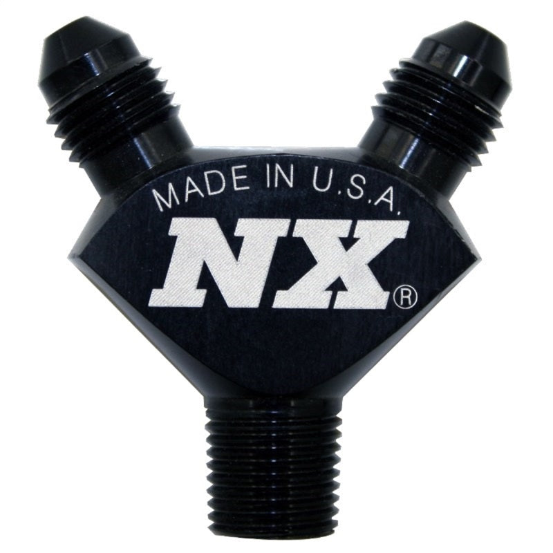 Nitrous Express 1/8NPT x 3AN x 3AN Billet Pure-Flo Y Fitting - Black - awdtuningtx