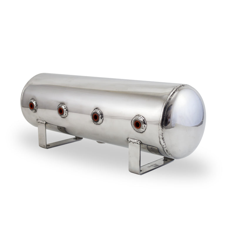 Air Lift 2.5 Gal Alum Air Tank - (4) 1/4in Face Ports & 1/4in Drain Port - 20in L X 6in D - Polished - awdtuningtx