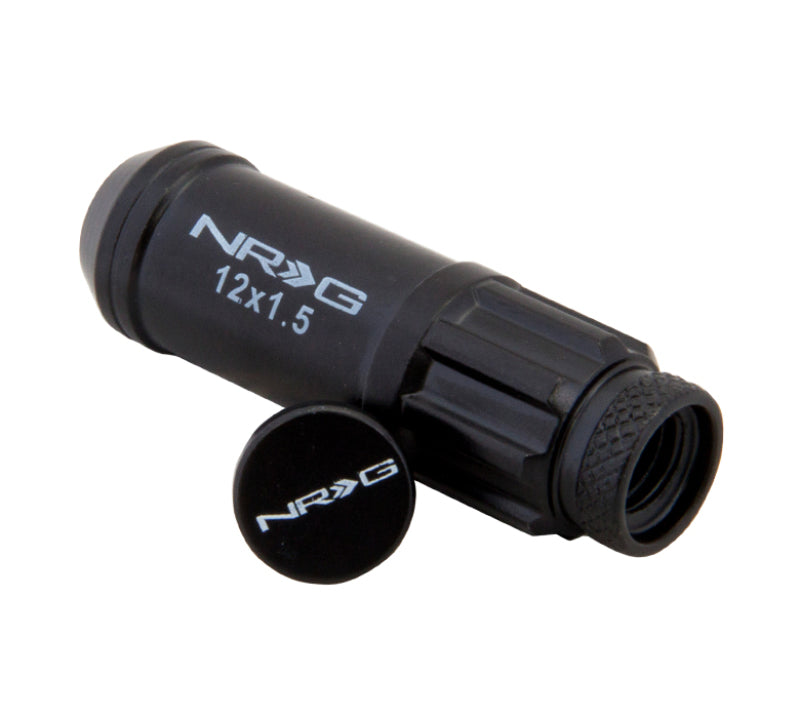 NRG 700 Series M12 X 1.5 Steel Lug Nut w/Dust Cap Cover Set 21 Pc w/Locks & Lock Socket - Black - awdtuningtx