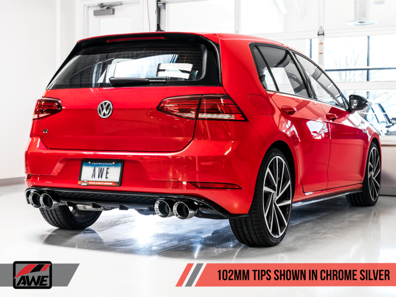 AWE Tuning Mk7 Golf R Track Edition Exhaust w/Chrome Silver Tips 102mm - awdtuningtx