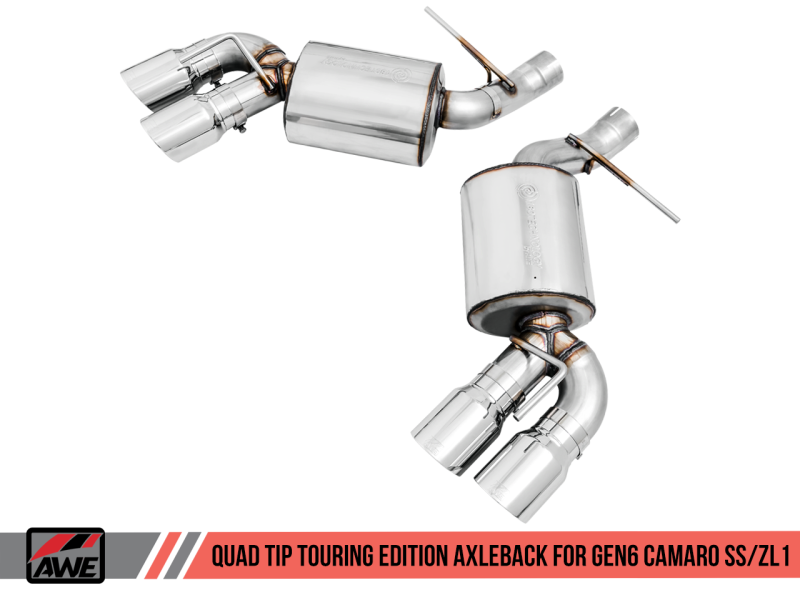 AWE Tuning 16-19 Chevrolet Camaro SS Axle-back Exhaust - Touring Edition (Quad Chrome Silver Tips) - awdtuningtx