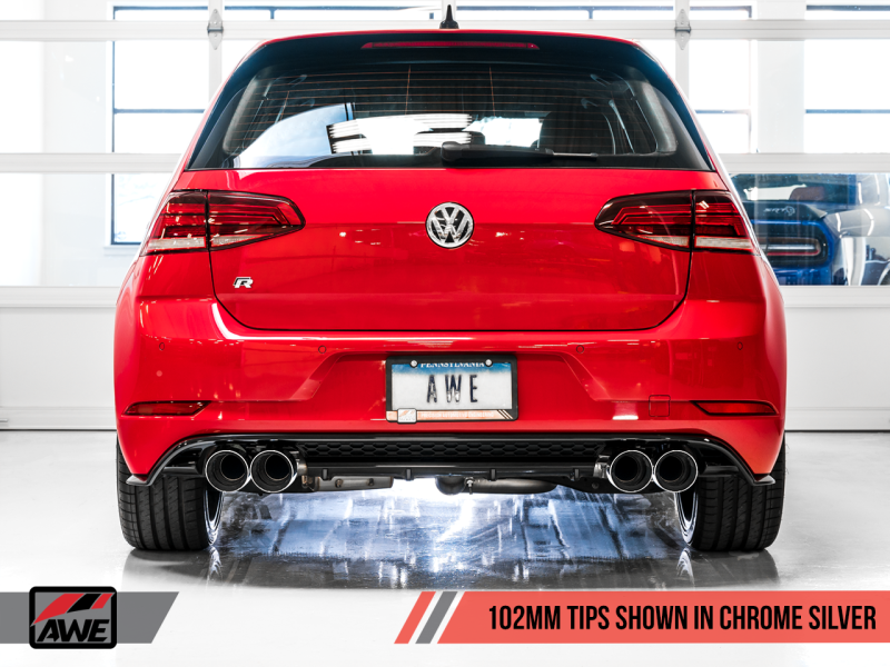 AWE Tuning Mk7 Golf R Track Edition Exhaust w/Chrome Silver Tips 102mm - awdtuningtx