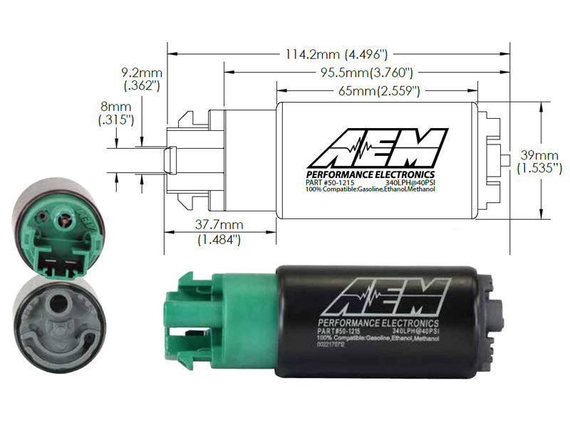 AEM 340LPH 65mm Fuel Pump Kit w/ Mounting Hooks - Ethanol Compatible - awdtuningtx