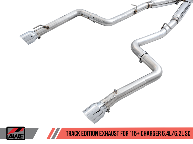 AWE Tuning 2015+ Dodge Charger 6.4L/6.2L Supercharged Track Edition Exhaust - Chrome Silver Tips - awdtuningtx