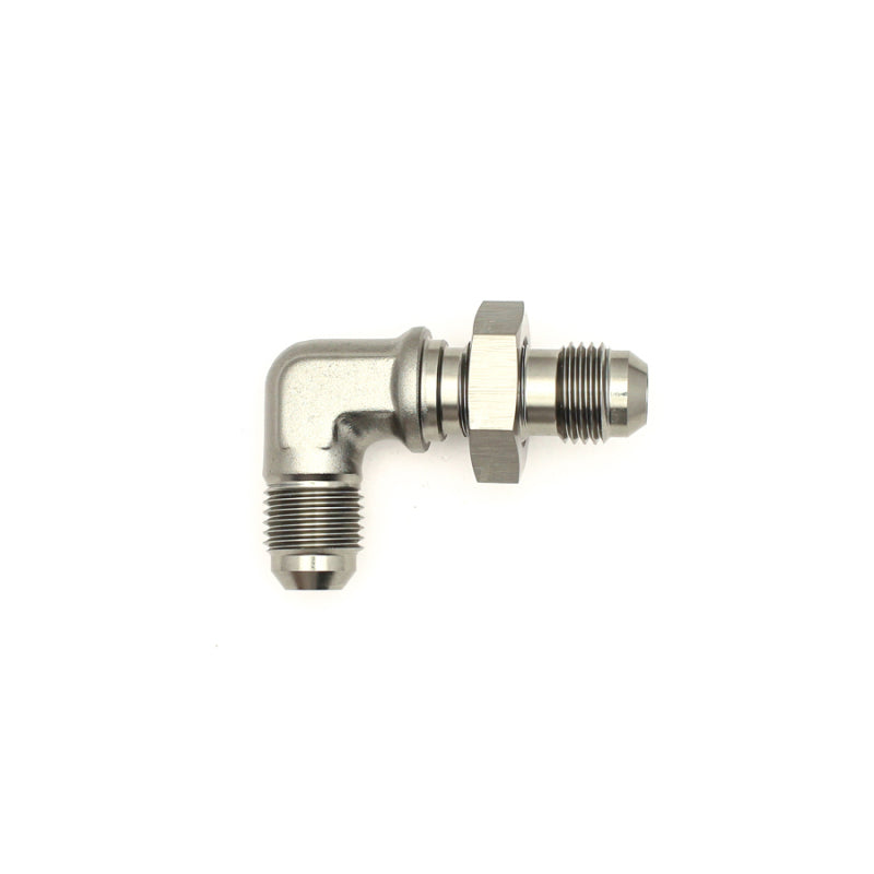 DeatschWerks 6AN Male Flare To 6AN Male Flare Bulkhead Adapter 90-Degree (Incl. Nut) - awdtuningtx