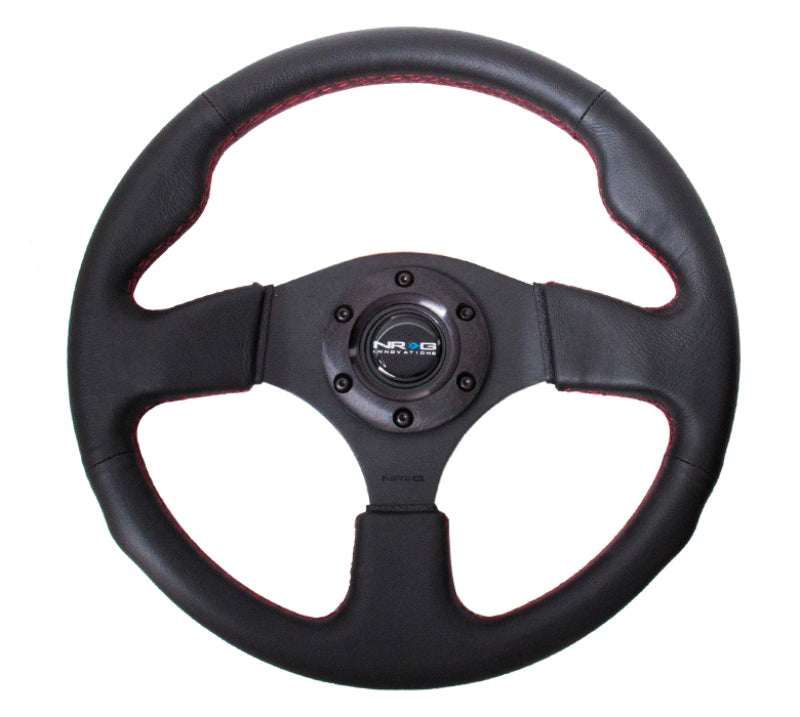 NRG Reinforced Steering Wheel (320mm) Leather w/Red Stitch - awdtuningtx