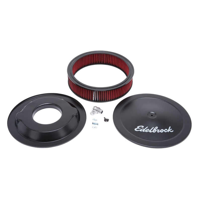 Edelbrock Air Cleaner Pro-Flo Series Round 14 In Diameter Cloth Element 3/8Indropped Base Black - awdtuningtx