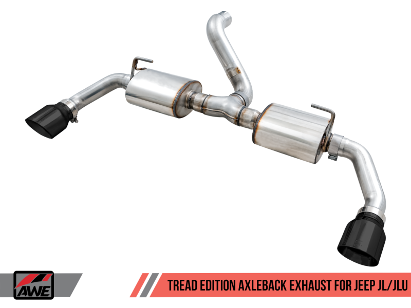AWE Tuning 2018+ Jeep Wrangler JL/JLU Tread Edition Axle-Back Dual Exhaust - Diamond Black Tips - awdtuningtx