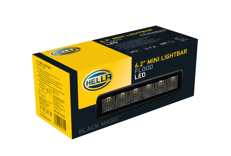 Hella Universal Black Magic 6 L.E.D. Mini Light Bar - Flood Beam - awdtuningtx