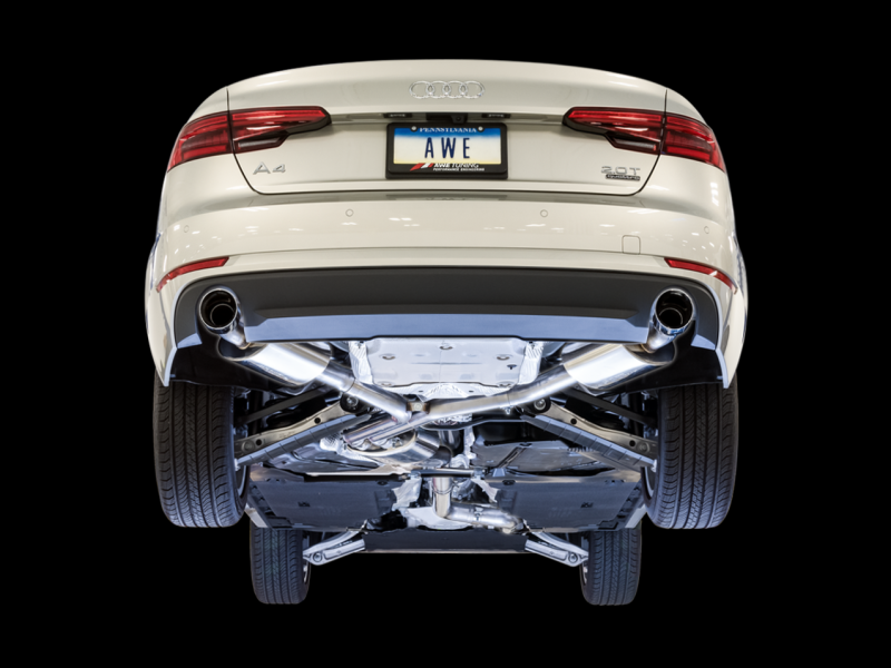 AWE Tuning Audi B9 A4 Touring Edition Exhaust Dual Outlet - Diamond Black Tips (Includes DP) - awdtuningtx
