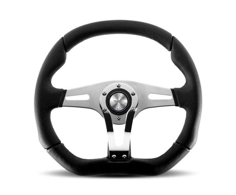 Momo Trek RSteering Wheel - Trek R/350 mm mmeter - Black AirLeather/Brshd Al Spokes - awdtuningtx