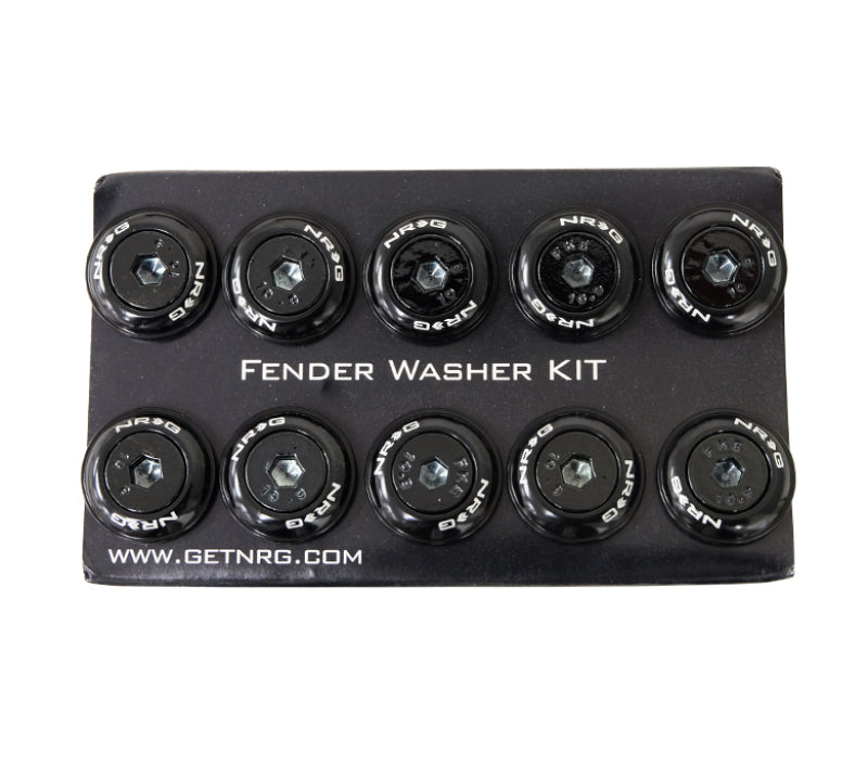 NRG Fender Washer Kit w/Color Matched M6 Bolt Rivets For Plastic (Black) - Set of 10 - awdtuningtx