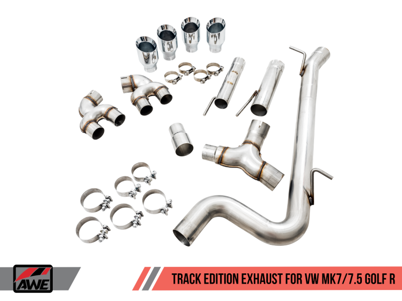 AWE Tuning Mk7 Golf R Track Edition Exhaust w/Chrome Silver Tips 102mm - awdtuningtx