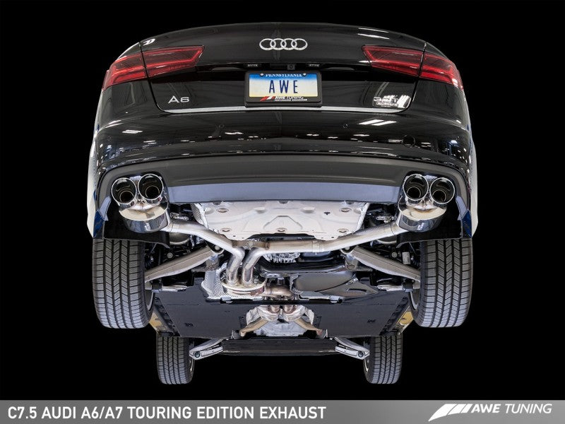 AWE Tuning Audi C7.5 A6 3.0T Touring Edition Exhaust - Quad Outlet Diamond Black Tips - awdtuningtx
