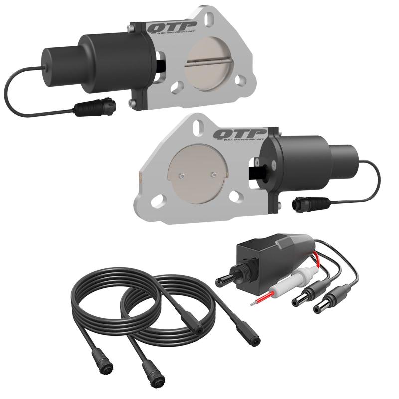 QTP 2.5in Bolt-On QTEC Dual Electric Cutout Valves - Pair - awdtuningtx