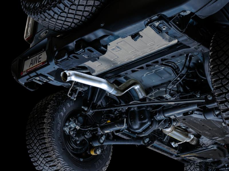 AWE Tuning 2021+ Ford Bronco 0FG Exhaust (No Tips) w/ Bash Guard - awdtuningtx