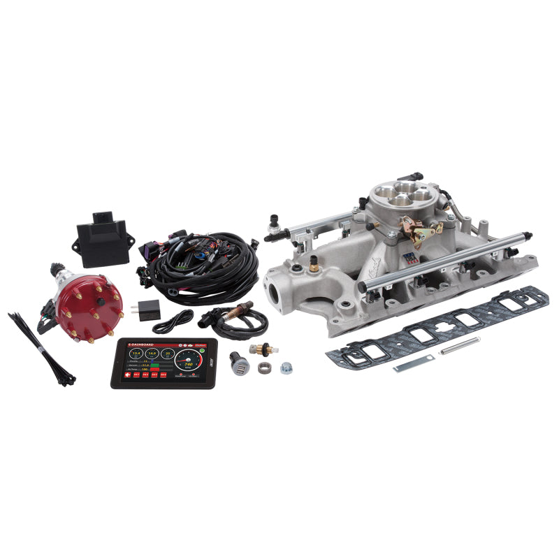 Edelbrock Pro Flo 4 Fuel Injection Kit Seq Port Ford 289-302 ci 550 HP 29 LbHr Injectors Satin - awdtuningtx