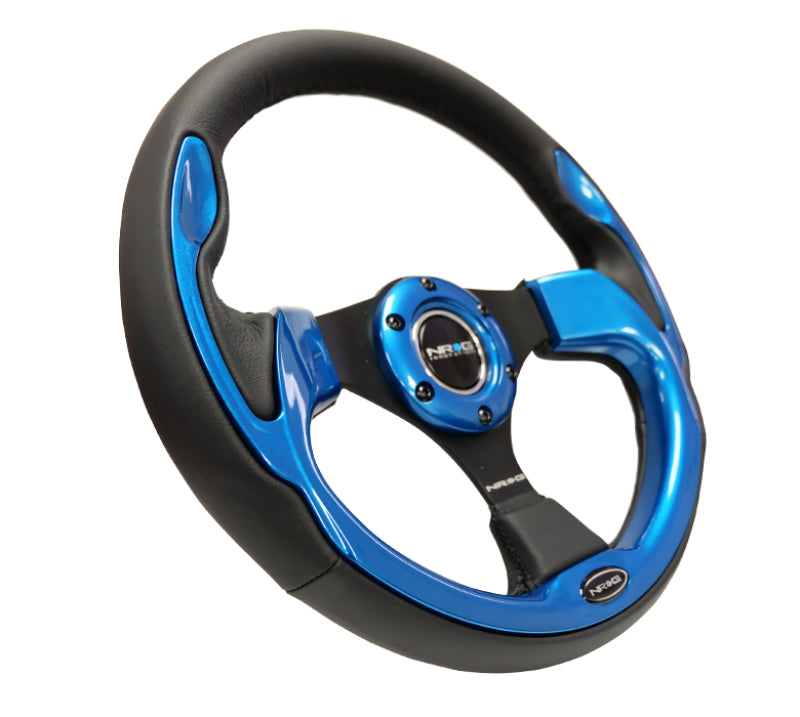 NRG Reinforced Steering Wheel (320mm) Blk w/Blue Trim - awdtuningtx