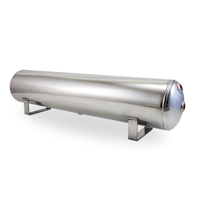 Air Lift 4 Gal Alum Tank - (2) 1/4in (2) 3/8in End & 1/4in Drain - 30in L X 6in D - Polished - awdtuningtx