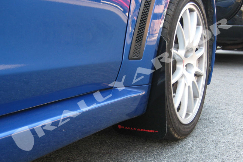 Rally Armor 08-17 Mitsubishi EVO X Black UR Mud Flap w/ Red Logo - awdtuningtx