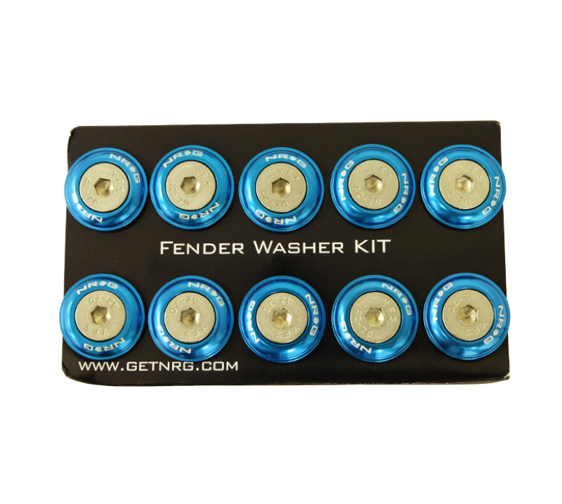 NRG Fender Washer Kit w/Rivets For Plastic (Blue) - Set of 10 - awdtuningtx