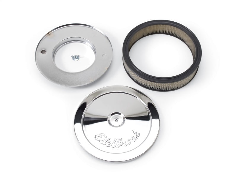 Edelbrock Air Cleaner Pro-Flo Series Round Steel Top Paper Element 10In Dia X 3 5In Chrome - awdtuningtx
