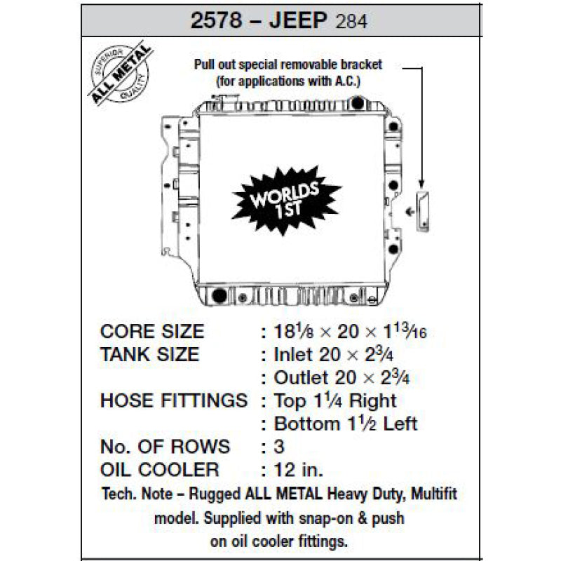 CSF 87-02 Jeep Wrangler 2.5L OEM Plastic Radiator - awdtuningtx