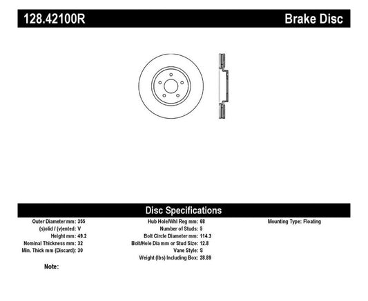 StopTech Nissan 370z / Infiniti G37 SportStop Drilled Front Right Rotor - awdtuningtx
