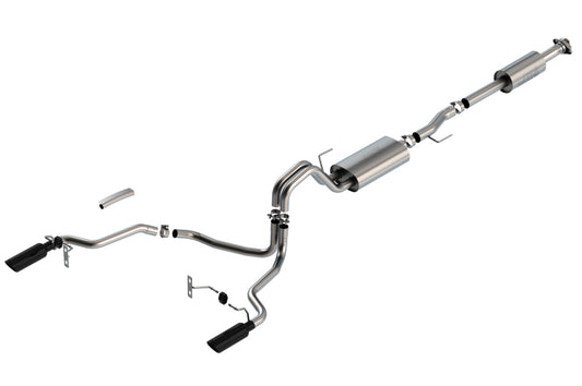 Borla F-150 2021 2.7L/3.5L 4dr CC SB EC STB Lar/KingR/Plnm/LTD 3/2.25 SRE CB Touring BLK CHR Tips - awdtuningtx